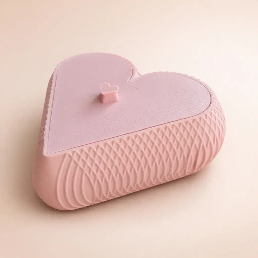 Caja De Regalo, En Forma De Corazón Impreso En 3d Rosa