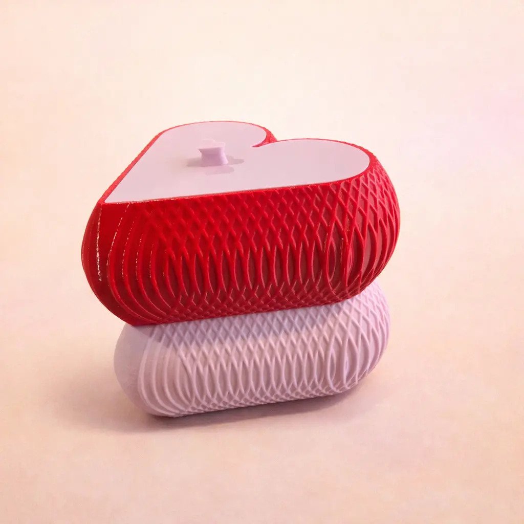 Caja De Regalo, En Forma De Corazón Impreso En 3d Rosa