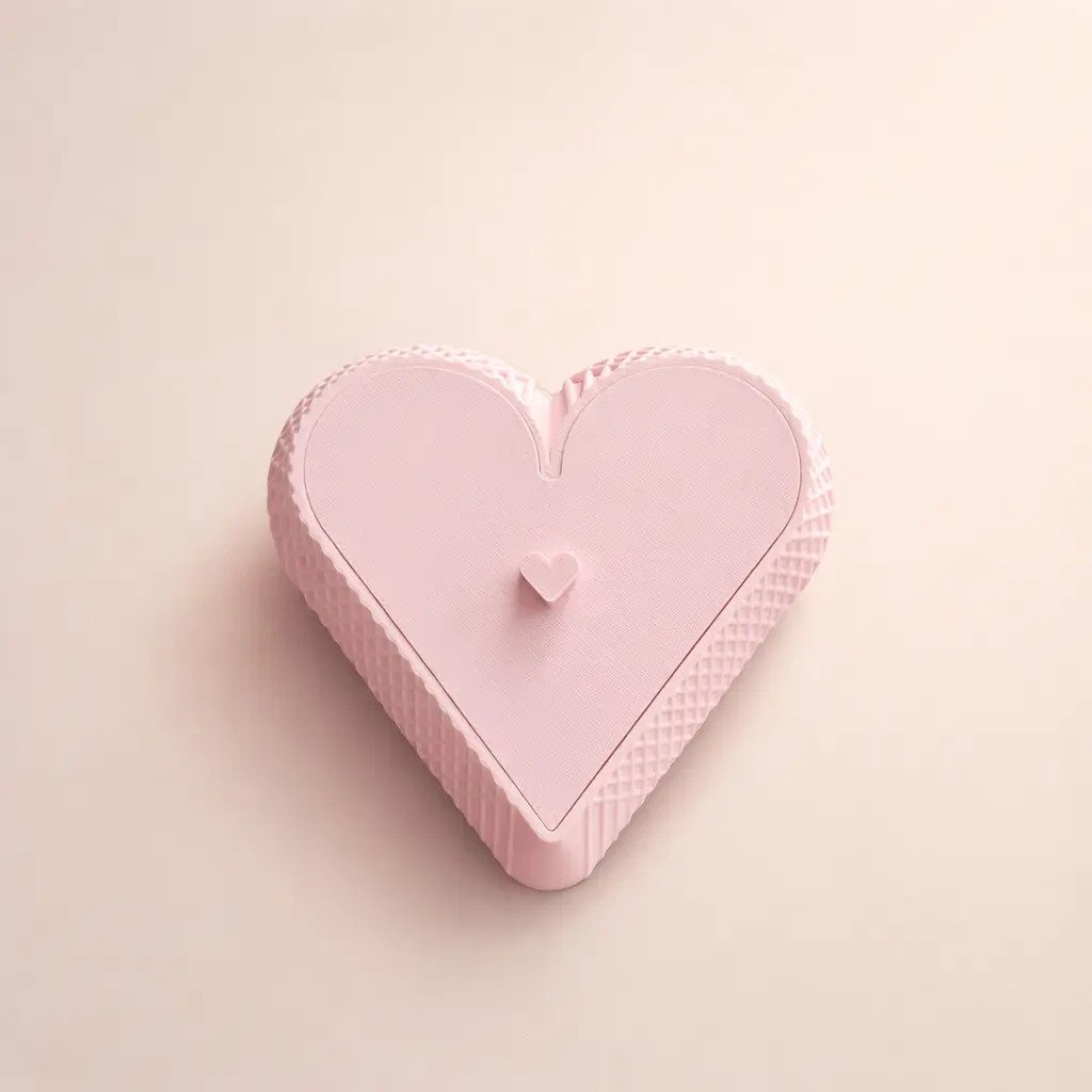 Caja De Regalo, En Forma De Corazón Impreso En 3d Rosa